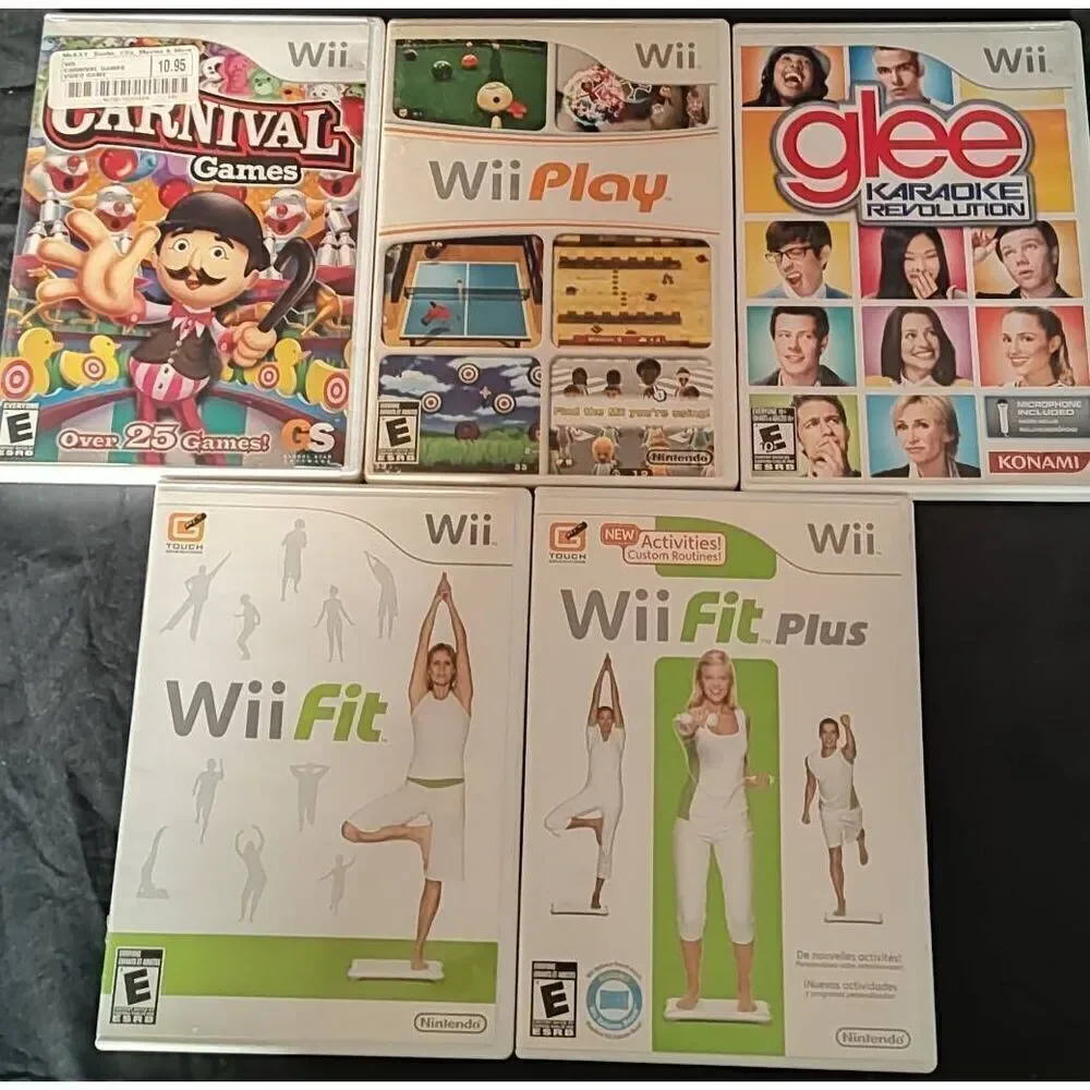 Lot of 5 Wii Fit glee Karaoke Carnival games all w instruction booklets NOT TEST